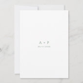 Sagegroene Klassieke Minimale Bruiloft Kaart (Achterkant)