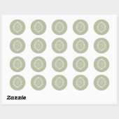 Sagegroene klassieke wapenschild monogram ronde sticker (Vel)