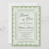 Sagegroene Lace Bruiloftsshower 'Laced in Love' Kaart (Voorkant)