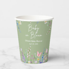 Sagegroene Lente Baby in Bloom Baby Shower Papieren Bekers