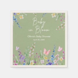 Sagegroene Lente Baby in Bloom Baby Shower Servet