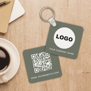 Sagegroene Logo QR Code Sociale Media Sleutelhanger