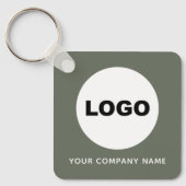 Sagegroene Logo QR Code Sociale Media Sleutelhanger (Voorkant)