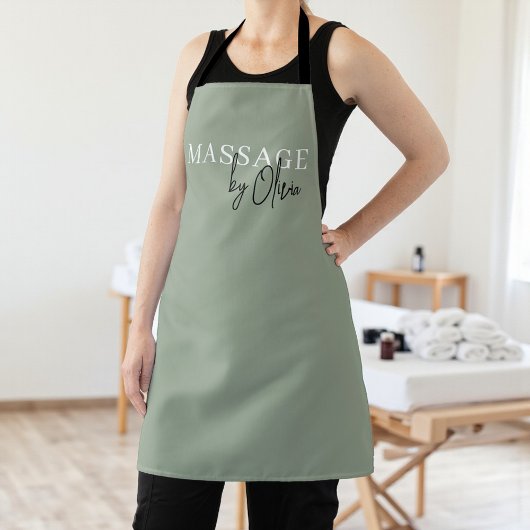 Sagegroene massagetherapeut Moderne typografie Schort