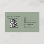 Sagegroene massagetherapeut QR-code loyaliteitskaa Klantenkaartje (Achterkant)