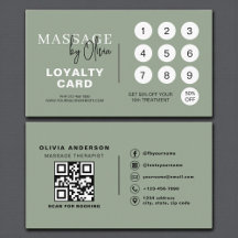 Sagegroene massagetherapeut QR-code loyaliteitskaa