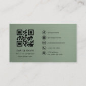 Sagegroene Metallic Bedrijfslogo QR-code  Visitekaartje (Voorkant)