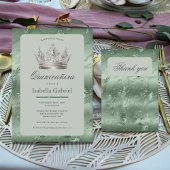 Sagegroene Metallic Tiara Elegante Quinceañera Kaart