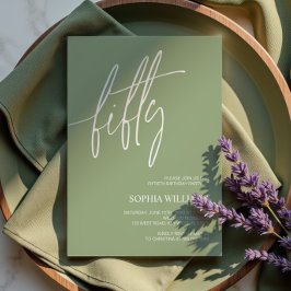 Sagegroene Minimalistische 50e Verjaardagsuitnodig Kaart
