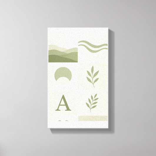 Sagegroene Minimalistische Abstracte Kunst aan de Canvas Afdruk (Voorkant)