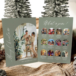 Sagegroene Minimalistische Boog Foto Prettig Kerst Feestdagenkaart