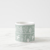 Sagegroene Minimalistische Botanische Silhouet Str Espresso Kop (Voorkant)