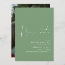 Sagegroene Minimalistische Foto Nieuwe Trouwdatum