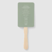 Sagegroene Minimalistische Huwelijksprogramma Handwaaier (Achterkant)