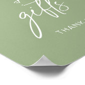 Sagegroene minimalistische kaarten- en cadeaubord poster (Hoek)