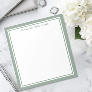Sagegroene Minimalistische Monogram Notitieblok