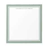 Sagegroene Minimalistische Monogram Notitieblok (Voorkant)