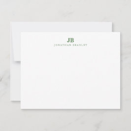 Sagegroene Minimalistische Monogram Professioneel Notitiekaartje