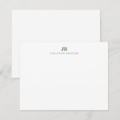 Sagegroene Minimalistische Monogram Professioneel Notitiekaartje (Voorkant / Achterkant)