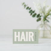 Sagegroene Minimalistische QR-code voor Kapsalon Visitekaartje (Staand voorkant)