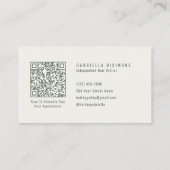 Sagegroene Minimalistische QR-code voor Kapsalon Visitekaartje (Achterkant)