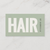 Sagegroene Minimalistische QR-code voor Kapsalon Visitekaartje (Voorkant)