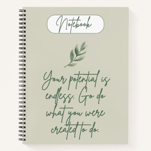 Sagegroene Minimalistische Spiraal Notebook Notitieboek (Voorkant)