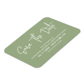 Sagegroene moderne kalligrafie save the date magneet (Linkerzijde)