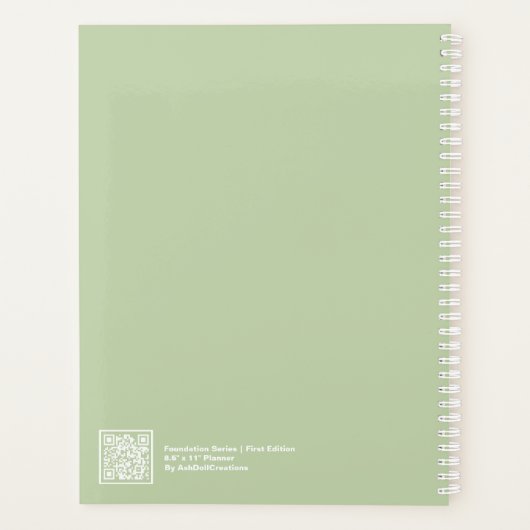 Sagegroene moderne lay-out groot planner (Achterkant)