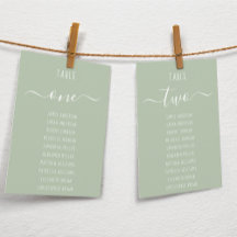 Sagegroene moderne witte script zitplaatskaart