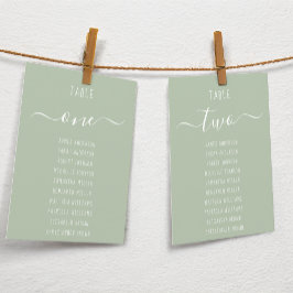 Sagegroene moderne witte script zitplaatskaart