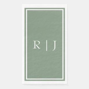 Sagegroene Monogram Aangepaste Naam Eenvoudige Tro Servet