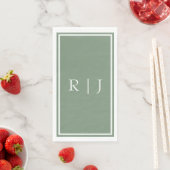 Sagegroene Monogram Aangepaste Naam Eenvoudige Tro Servet (Insitu)