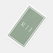Sagegroene Monogram Aangepaste Naam Eenvoudige Tro Servet (Hoek)