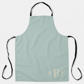 Sagegroene monogram hostess cadeau schort (Voorkant)