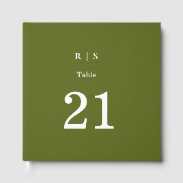 Sagegroene Monogram Huwelijk Gastenboek