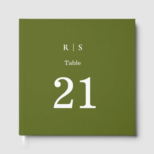 Sagegroene Monogram Huwelijk Gastenboek (Voorkant)