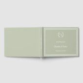 Sagegroene monogram krans bruiloft gastenboek (Volledig)