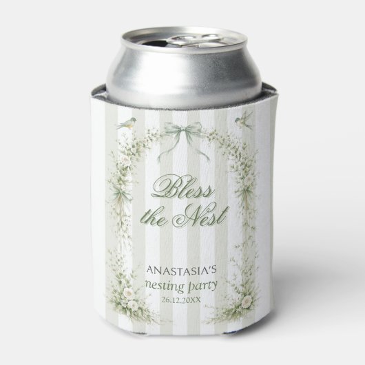 Sagegroene Nesting Party Baby Shower Blikjeskoeler (Blikje Voorkant)
