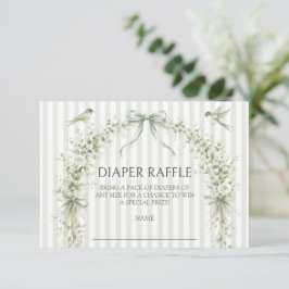 Sagegroene Nesting Party Baby Shower Luier Raffle Informatiekaartje