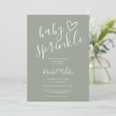 Sagegroene neutrale baby sprinkle shower foto kaart (Staand voorkant)