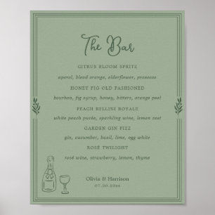 Sagegroene Olijftak Bar Menu Bord Poster