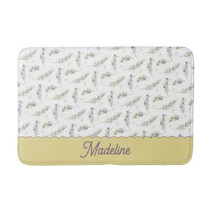 Sagegroene Olijftak Patroon Monogram Badmat
