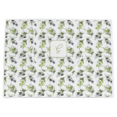 Sagegroene olijven waterverf monogram naam groot cadeauzakje (Voorkant)
