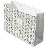 Sagegroene olijven waterverf monogram naam groot cadeauzakje (Achterkant Gekanteld)