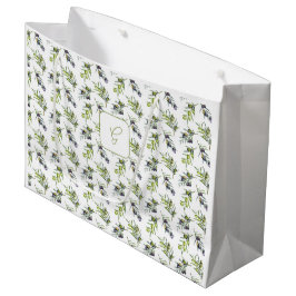 Sagegroene olijven waterverf monogram naam groot cadeauzakje