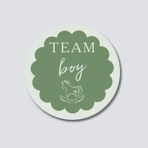 Sagegroene paard op schommel Jongen Team Geslacht  Ronde Sticker