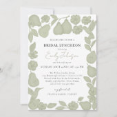 Sagegroene Perfect Pear Bruilofts Luncheon Uitnodi Kaart (Voorkant)