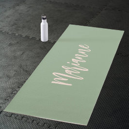 Sagegroene perzik aangepaste naam script yogamat