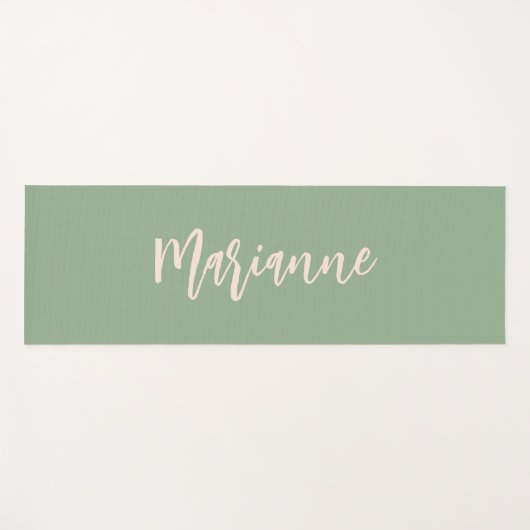 Sagegroene perzik aangepaste naam script yogamat (Voorkant (horizontaal))